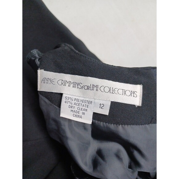 Anne Crimmins 4 Umi Collections Black Dress Long Long Sleeve Velour Applique 12 - Picture 8 of 8